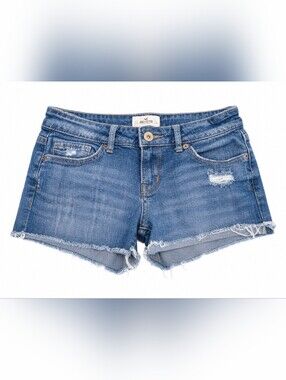 Aeropostale Blue Denim Frayed Hem Women's Jean Shorts